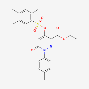 molecular formula C23H24N2O6S B2866532 ethyl 1-(4-methylphenyl)-6-oxo-4-[(2,4,5-trimethylbenzenesulfonyl)oxy]-1,6-dihydropyridazine-3-carboxylate CAS No. 900008-26-6