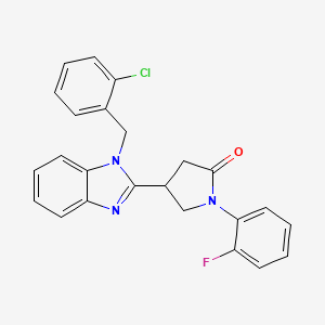 molecular formula C24H19ClFN3O B2866533 4-[1-(2-chlorobenzyl)-1H-benzimidazol-2-yl]-1-(2-fluorophenyl)pyrrolidin-2-one CAS No. 847395-97-5