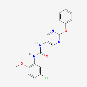 molecular formula C18H15ClN4O3 B2866539 1-(5-氯-2-甲氧基苯基)-3-(2-苯氧基嘧啶-5-基)脲 CAS No. 1396870-46-4