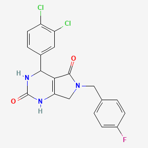 molecular formula C19H14Cl2FN3O2 B2866550 4-(3,4-二氯苯基)-6-(4-氟苄基)-3,4,6,7-四氢-1H-吡咯并[3,4-d]嘧啶-2,5-二酮 CAS No. 931645-88-4