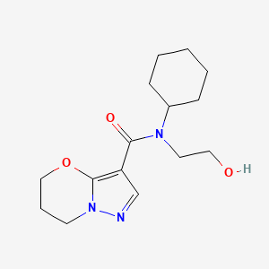 molecular formula C15H23N3O3 B2866551 N-cyclohexyl-N-(2-hydroxyethyl)-6,7-dihydro-5H-pyrazolo[5,1-b][1,3]oxazine-3-carboxamide CAS No. 1428348-52-0