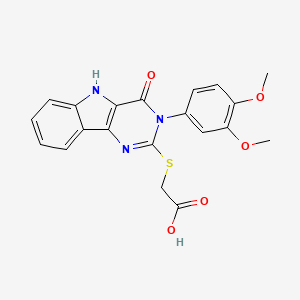 molecular formula C20H17N3O5S B2866552 2-[[3-(3,4-dimethoxyphenyl)-4-oxo-5H-pyrimido[5,4-b]indol-2-yl]sulfanyl]acetic acid CAS No. 887215-95-4