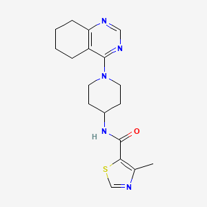 molecular formula C18H23N5OS B2866557 4-methyl-N-(1-(5,6,7,8-tetrahydroquinazolin-4-yl)piperidin-4-yl)thiazole-5-carboxamide CAS No. 2034409-42-0