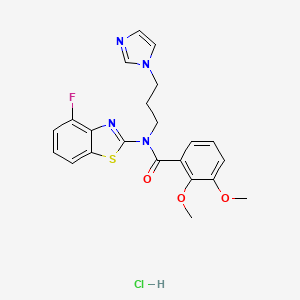 molecular formula C22H22ClFN4O3S B2866563 N-(3-(1H-imidazol-1-yl)propyl)-N-(4-fluorobenzo[d]thiazol-2-yl)-2,3-dimethoxybenzamide hydrochloride CAS No. 1215625-74-3