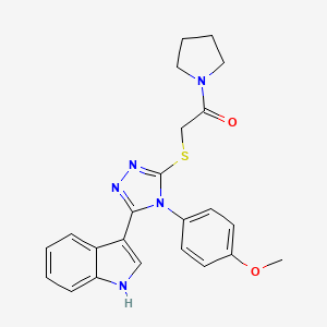 2-((5-(1H-indol-3-yl)-4-(4-methoxyphenyl)-4H-1,2,4-triazol-3-yl)thio)-1-(pyrrolidin-1-yl)ethanone