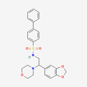 molecular formula C25H26N2O5S B2866566 N-(2-(benzo[d][1,3]dioxol-5-yl)-2-morpholinoethyl)-[1,1'-biphenyl]-4-sulfonamide CAS No. 887219-23-0