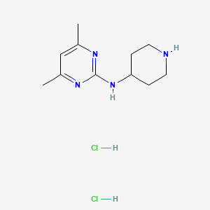molecular formula C11H20Cl2N4 B2866569 4,6-Dimethyl-N-(piperidin-4-yl)pyrimidin-2-amine dihydrochloride CAS No. 951004-14-1