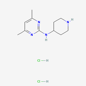 molecular formula C11H20Cl2N4 B2866569 4,6-二甲基-N-(哌啶-4-基)嘧啶-2-胺二盐酸盐 CAS No. 951004-14-1