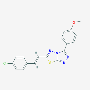 molecular formula C18H13ClN4OS B286657 6-[2-(4-Chlorophenyl)vinyl]-3-(4-methoxyphenyl)[1,2,4]triazolo[3,4-b][1,3,4]thiadiazole 