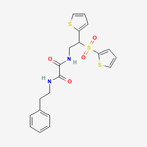 molecular formula C20H20N2O4S3 B2866570 N-(2-phenylethyl)-N'-[2-(2-thienyl)-2-(2-thienylsulfonyl)ethyl]ethanediamide CAS No. 896338-52-6