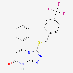 molecular formula C19H13F3N4OS B2866577 5-苯基-3-((4-(三氟甲基)苄基)硫代)-[1,2,4]三唑并[4,3-a]嘧啶-7(8H)-酮 CAS No. 897616-11-4