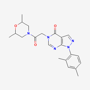 molecular formula C21H25N5O3 B2866579 5-(2-(2,6-二甲基吗啉)-2-氧代乙基)-1-(2,4-二甲基苯基)-1H-吡唑并[3,4-d]嘧啶-4(5H)-酮 CAS No. 895004-59-8