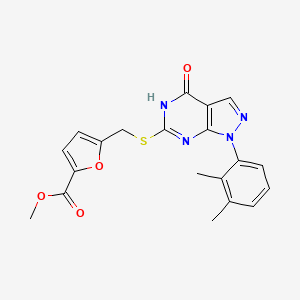 molecular formula C20H18N4O4S B2866585 5-(((1-(2,3-二甲苯基)-4-羟基-1H-吡唑并[3,4-d]嘧啶-6-基)硫代)甲基)呋喃-2-甲酸甲酯 CAS No. 921909-94-6