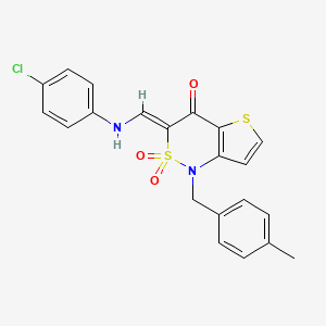 molecular formula C21H17ClN2O3S2 B2866593 (3Z)-3-{[(4-氯苯基)氨基]亚甲基}-1-(4-甲基苄基)-1H-噻吩[3,2-c][1,2]噻嗪-4(3H)-酮 2,2-二氧化物 CAS No. 894673-64-4