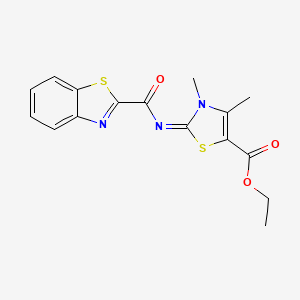 molecular formula C16H15N3O3S2 B2866595 Ethyl 2-(1,3-benzothiazole-2-carbonylimino)-3,4-dimethyl-1,3-thiazole-5-carboxylate CAS No. 394228-13-8
