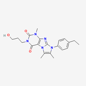 molecular formula C21H25N5O3 B2866600 6-(4-Ethylphenyl)-2-(3-hydroxypropyl)-4,7,8-trimethylpurino[7,8-a]imidazole-1,3-dione CAS No. 896823-41-9