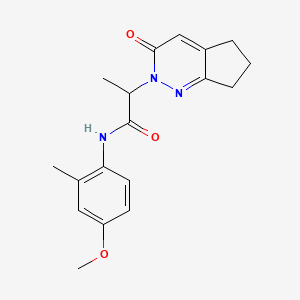 molecular formula C18H21N3O3 B2866609 N-(4-methoxy-2-methylphenyl)-2-(3-oxo-3,5,6,7-tetrahydro-2H-cyclopenta[c]pyridazin-2-yl)propanamide CAS No. 2097900-37-1