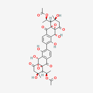 [(1R)-1-[(1R,2R,10R,11S,12S)-5-[(1R,2R,10R,11S,12S)-11-[(1R)-1-acetyloxyethyl]-2,4,12-trihydroxy-12-methyl-9,14-dioxo-15-oxatetracyclo[8.4.1.01,10.03,8]pentadeca-3(8),4,6-trien-5-yl]-2,4,12-trihydroxy-12-methyl-9,14-dioxo-15-oxatetracyclo[8.4.1.01,10.03,8]pentadeca-3(8),4,6-trien-11-yl]ethyl] acetate