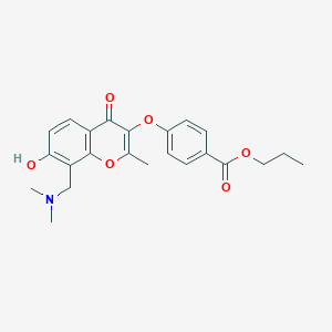 molecular formula C23H25NO6 B2866625 4-({8-[(二甲氨基)甲基]-7-羟基-2-甲基-4-氧代-4H-色满-3-基}氧基)苯甲酸丙酯 CAS No. 844835-96-7