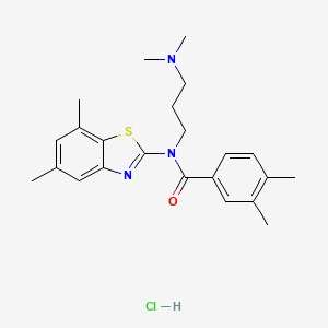 N-(3-(dimethylamino)propyl)-N-(5,7-dimethylbenzo[d]thiazol-2-yl)-3,4-dimethylbenzamide hydrochloride