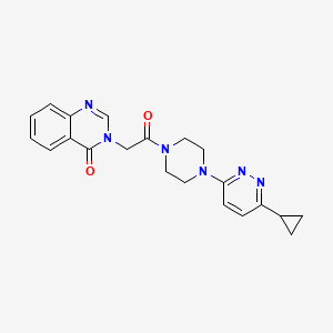 molecular formula C21H22N6O2 B2866632 3-(2-(4-(6-cyclopropylpyridazin-3-yl)piperazin-1-yl)-2-oxoethyl)quinazolin-4(3H)-one CAS No. 2034427-17-1