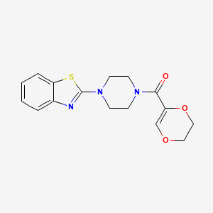 molecular formula C16H17N3O3S B2866635 (4-(Benzo[d]thiazol-2-yl)piperazin-1-yl)(5,6-dihydro-1,4-dioxin-2-yl)methanone CAS No. 864938-31-8