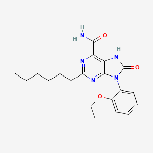molecular formula C20H25N5O3 B2866636 9-(2-ethoxyphenyl)-2-hexyl-8-oxo-8,9-dihydro-7H-purine-6-carboxamide CAS No. 899971-19-8