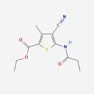 Ethyl 4-cyano-3-methyl-5-(propanoylamino)thiophene-2-carboxylate