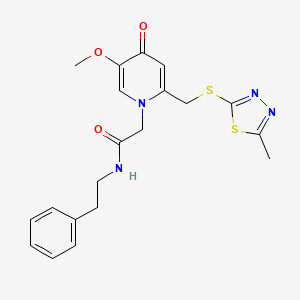 molecular formula C20H22N4O3S2 B2866647 2-(5-methoxy-2-(((5-methyl-1,3,4-thiadiazol-2-yl)thio)methyl)-4-oxopyridin-1(4H)-yl)-N-phenethylacetamide CAS No. 941958-56-1