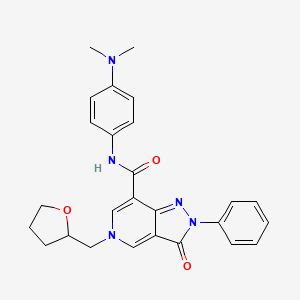 N-(4-(dimethylamino)phenyl)-3-oxo-2-phenyl-5-((tetrahydrofuran-2-yl)methyl)-3,5-dihydro-2H-pyrazolo[4,3-c]pyridine-7-carboxamide