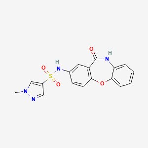 molecular formula C17H14N4O4S B2866649 1-methyl-N-(11-oxo-10,11-dihydrodibenzo[b,f][1,4]oxazepin-2-yl)-1H-pyrazole-4-sulfonamide CAS No. 1448079-53-5
