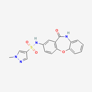 molecular formula C17H14N4O4S B2866649 1-甲基-N-(11-氧代-10,11-二氢二苯并[b,f][1,4]恶杂环-2-基)-1H-吡唑-4-磺酰胺 CAS No. 1448079-53-5