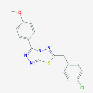 molecular formula C17H13ClN4OS B286665 4-[6-(4-Chlorobenzyl)[1,2,4]triazolo[3,4-b][1,3,4]thiadiazol-3-yl]phenyl methyl ether 