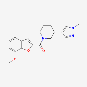 molecular formula C19H21N3O3 B2866652 1-(7-methoxy-1-benzofuran-2-carbonyl)-3-(1-methyl-1H-pyrazol-4-yl)piperidine CAS No. 2309189-36-2