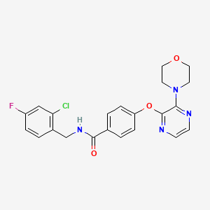 molecular formula C22H20ClFN4O3 B2866654 N-(2-氯-4-氟苄基)-4-{[3-(吗啉-4-基)吡嗪-2-基]氧代}苯甲酰胺 CAS No. 1251545-86-4