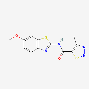molecular formula C12H10N4O2S2 B2866657 N-(6-methoxy-1,3-benzothiazol-2-yl)-4-methyl-1,2,3-thiadiazole-5-carboxamide CAS No. 881444-78-6