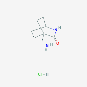 molecular formula C8H15ClN2O B2866659 4-(Aminomethyl)-2-azabicyclo[2.2.2]octan-3-one;hydrochloride CAS No. 2378502-40-8