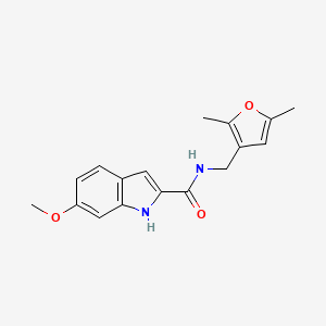 molecular formula C17H18N2O3 B2866663 N-((2,5-二甲基呋喃-3-基)甲基)-6-甲氧基-1H-吲哚-2-甲酰胺 CAS No. 1797076-76-6