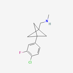 molecular formula C13H15ClFN B2866665 1-[3-(4-Chloro-3-fluorophenyl)-1-bicyclo[1.1.1]pentanyl]-N-methylmethanamine CAS No. 2287301-63-5