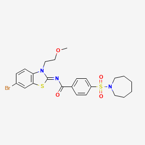 molecular formula C23H26BrN3O4S2 B2866666 (Z)-4-(azepan-1-ylsulfonyl)-N-(6-bromo-3-(2-methoxyethyl)benzo[d]thiazol-2(3H)-ylidene)benzamide CAS No. 864976-02-3
