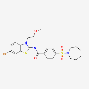 molecular formula C23H26BrN3O4S2 B2866666 (Z)-4-(氮杂环-1-基磺酰基)-N-(6-溴-3-(2-甲氧基乙基)苯并[d]噻唑-2(3H)-亚甲基)苯甲酰胺 CAS No. 864976-02-3