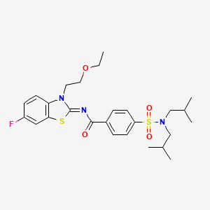 molecular formula C26H34FN3O4S2 B2866675 (Z)-4-(N,N-二异丁基磺酰基)-N-(3-(2-乙氧基乙基)-6-氟苯并[d]噻唑-2(3H)-亚甲基)苯甲酰胺 CAS No. 1005713-09-6