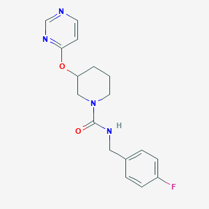 molecular formula C17H19FN4O2 B2866679 N-(4-氟苄基)-3-(嘧啶-4-氧基)哌啶-1-甲酰胺 CAS No. 2034472-39-2