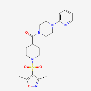molecular formula C20H27N5O4S B2866682 (1-((3,5-Dimethylisoxazol-4-yl)sulfonyl)piperidin-4-yl)(4-(pyridin-2-yl)piperazin-1-yl)methanone CAS No. 901232-22-2