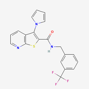 molecular formula C20H14F3N3OS B2866692 3-(1H-pyrrol-1-yl)-N-(3-(trifluoromethyl)benzyl)thieno[2,3-b]pyridine-2-carboxamide CAS No. 1115989-60-0