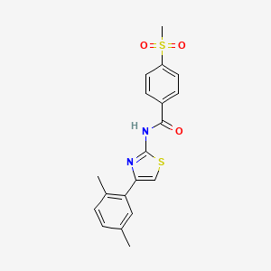 molecular formula C19H18N2O3S2 B2866696 N-(4-(2,5-二甲苯基)噻唑-2-基)-4-(甲磺酰基)苯甲酰胺 CAS No. 879847-94-6
