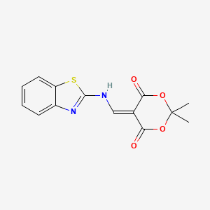 molecular formula C14H12N2O4S B2866698 5-((Benzo[d]thiazol-2-ylamino)methylene)-2,2-dimethyl-1,3-dioxane-4,6-dione CAS No. 919014-75-8