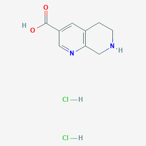 molecular formula C9H12Cl2N2O2 B2866704 5,6,7,8-四氢-1,7-萘啶-3-羧酸；二盐酸盐 CAS No. 2551116-31-3