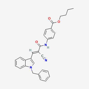 molecular formula C30H27N3O3 B2866706 (E)-丁基 4-(3-(1-苄基-1H-吲哚-3-基)-2-氰基丙烯酰胺基)苯甲酸酯 CAS No. 469871-49-6