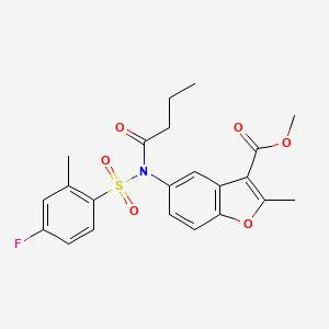 molecular formula C22H22FNO6S B2866707 5-(N-((4-氟-2-甲基苯基)磺酰基)丁酰胺)-2-甲基苯并呋喃-3-甲酸甲酯 CAS No. 794552-51-5